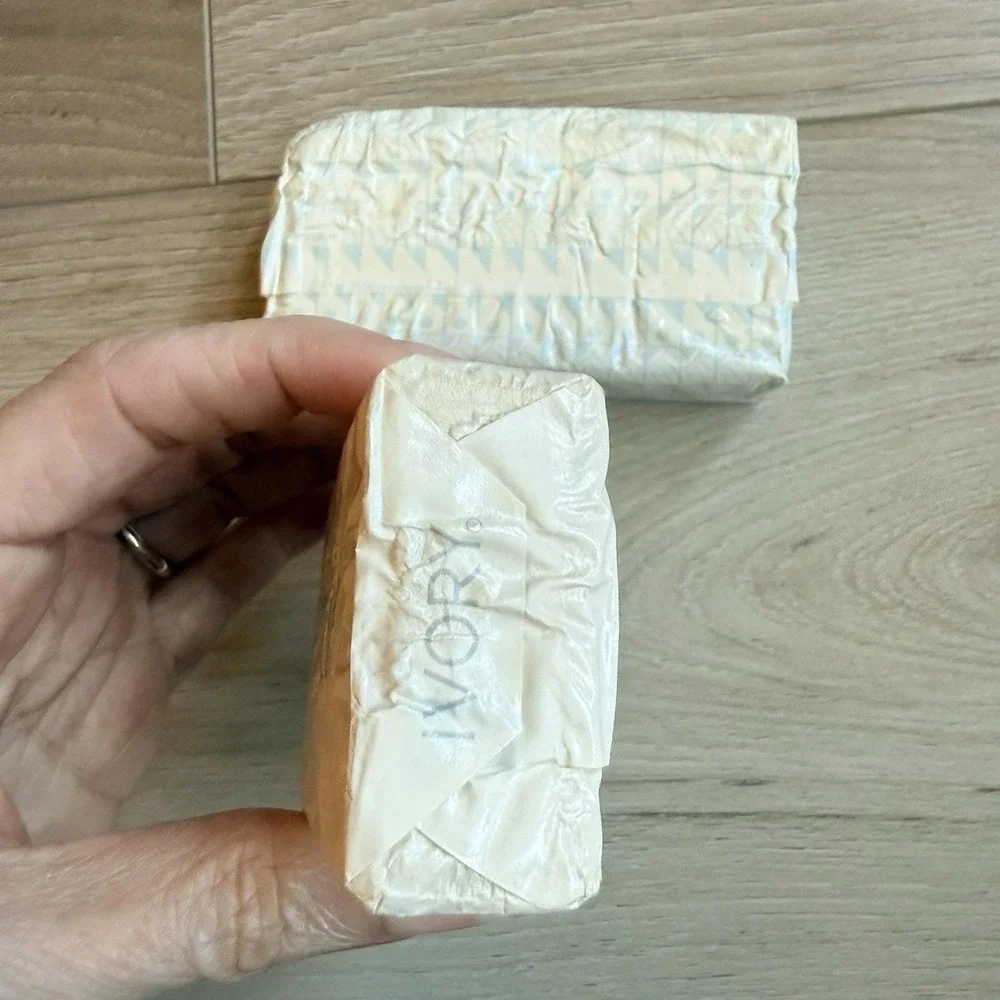 Vintage Ivory Soap Bars Set of 2 NOS White and Blue Wrapper